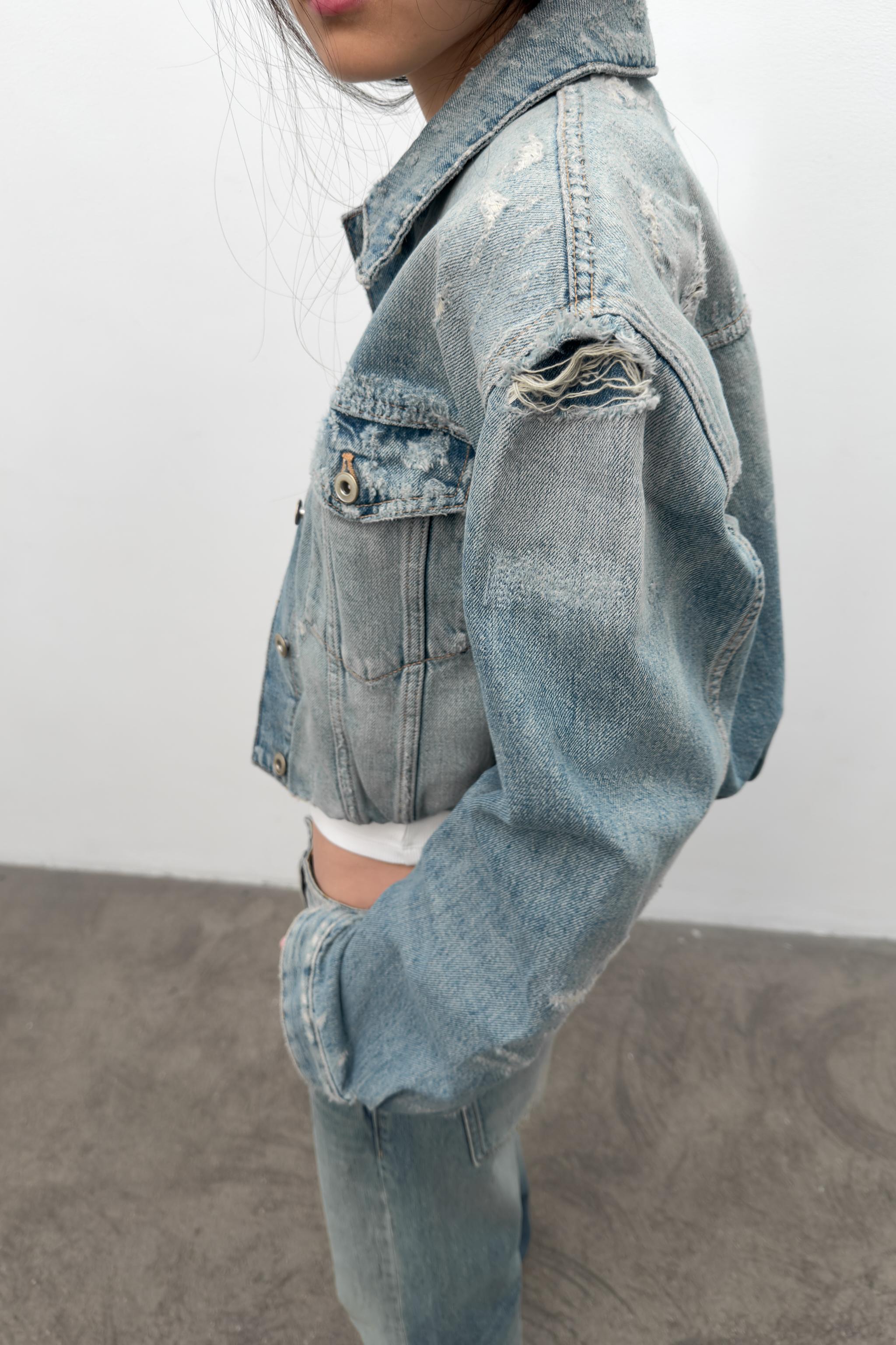 BLOUSON EN JEAN TRF DÉCHIRURES